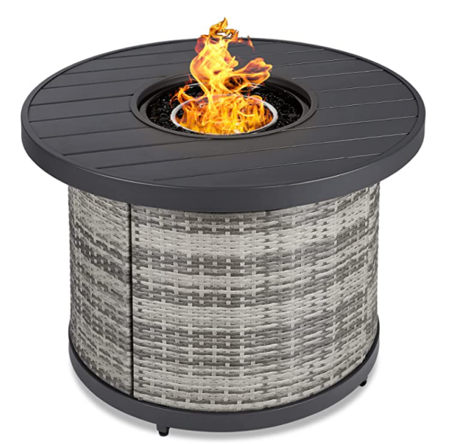 RS-U30008-1 Rattan Round Tabletop Outdoor Gas Furnace Propane Fire Pit table for gaeden patio bioethanol fireplace indoor