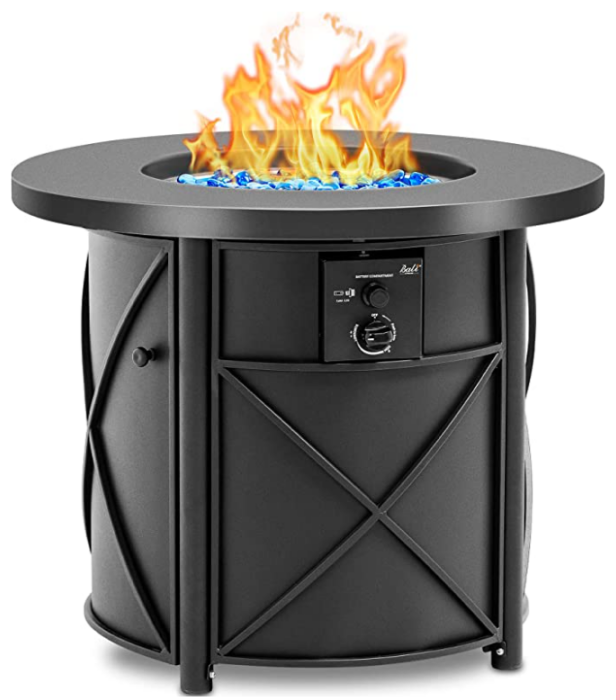 RS-U30001 40000 BTU  Pure Iron Round Surface Outdoor Propane Fire Pit Gas Furnace table with Lid garden furniture set with fire