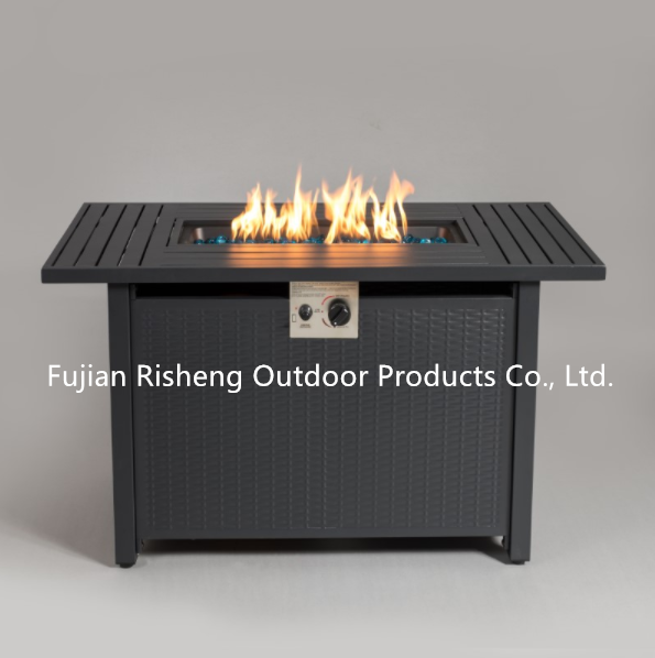 RS-R42001A 42 inch Rectangular pure iron rattan-look smokeless Outdoor Propane fire pit Gas Fire Pit table for garden patio