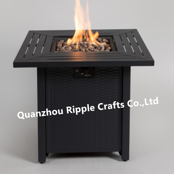 Pure Iron Square Rattan-Look 40000 BTU Propane stove outdoor Patio Gas Fire Pit table gas grill portable furnture set fire pit