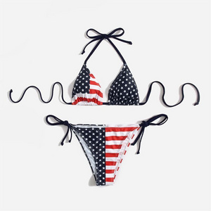 High Quality Mature New Red White And Blue Bikini Custom Fashion Multi Style Printing Design Sexy Swimwear Swimsuit Bikini