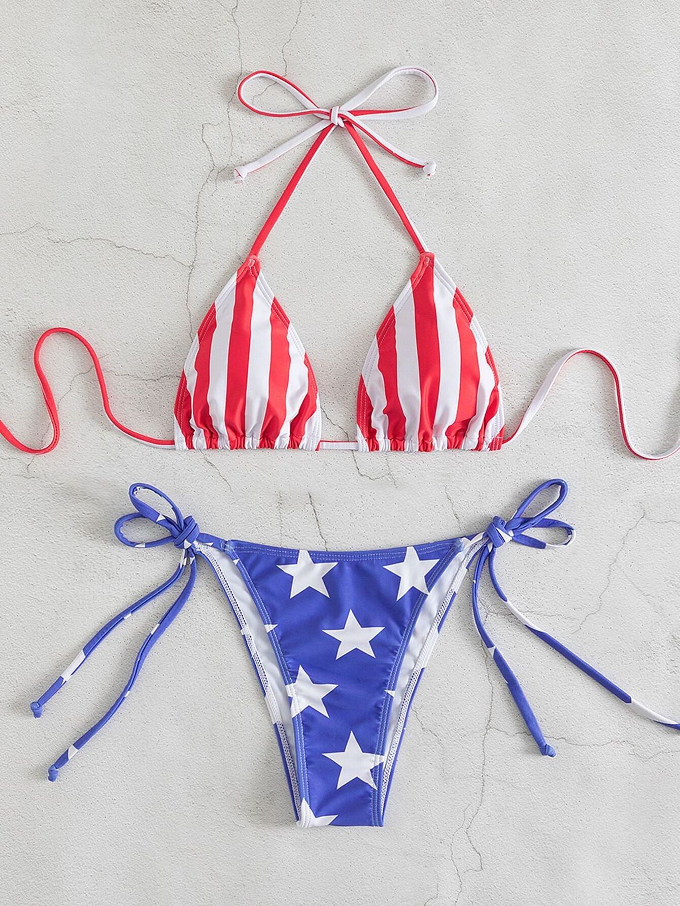 High Quality Mature New Red White And Blue Bikini Custom Fashion Multi Style Printing Design Sexy Swimwear Swimsuit Bikini