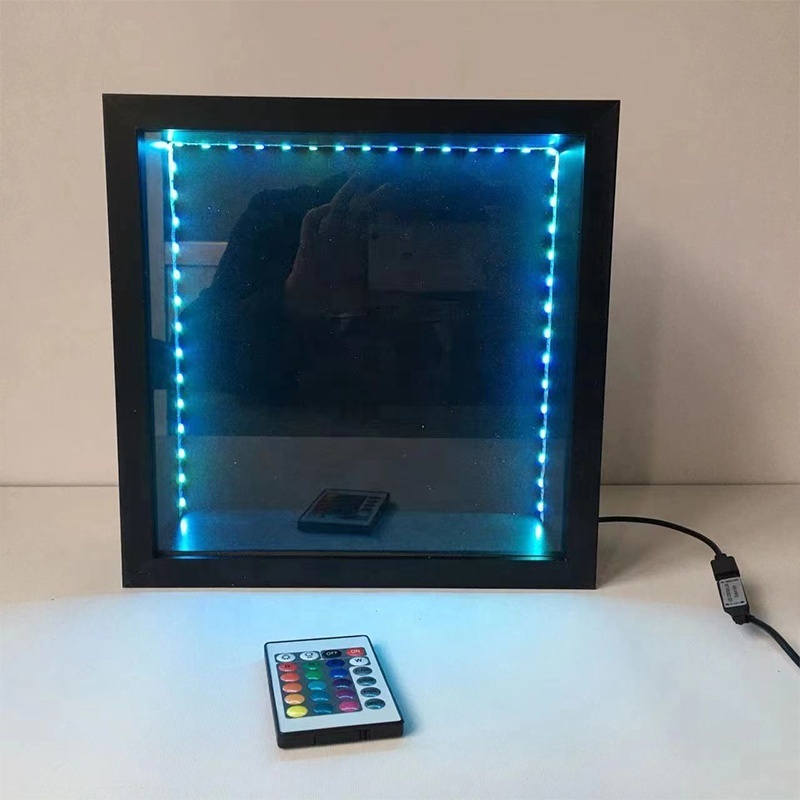 Wholesales customized sizes 10x10 8x8 6x6 inner depth 3cm 5cm LED light shadow box frame Lightening display box