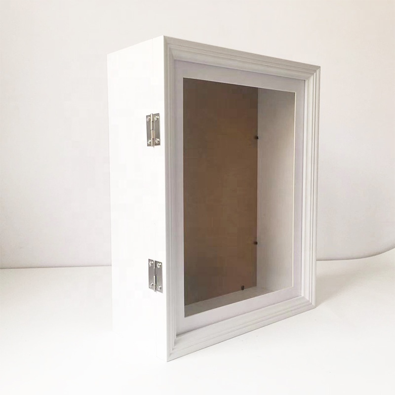 8x8 Hinged Wooden Shadow box Frame 8x10 front open Deep Shadow Box white Display Case Black Shadow Box