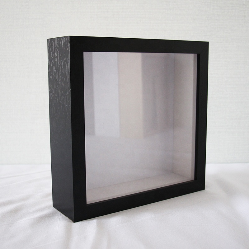 factory wholesale free sample 2 inch deep shadow box frames with LED real glass 12 by 12 white shadow box frames