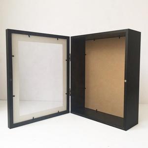 8x8 Hinged Wooden Shadow box Frame 8x10 front open Deep Shadow Box white Display Case Black Shadow Box