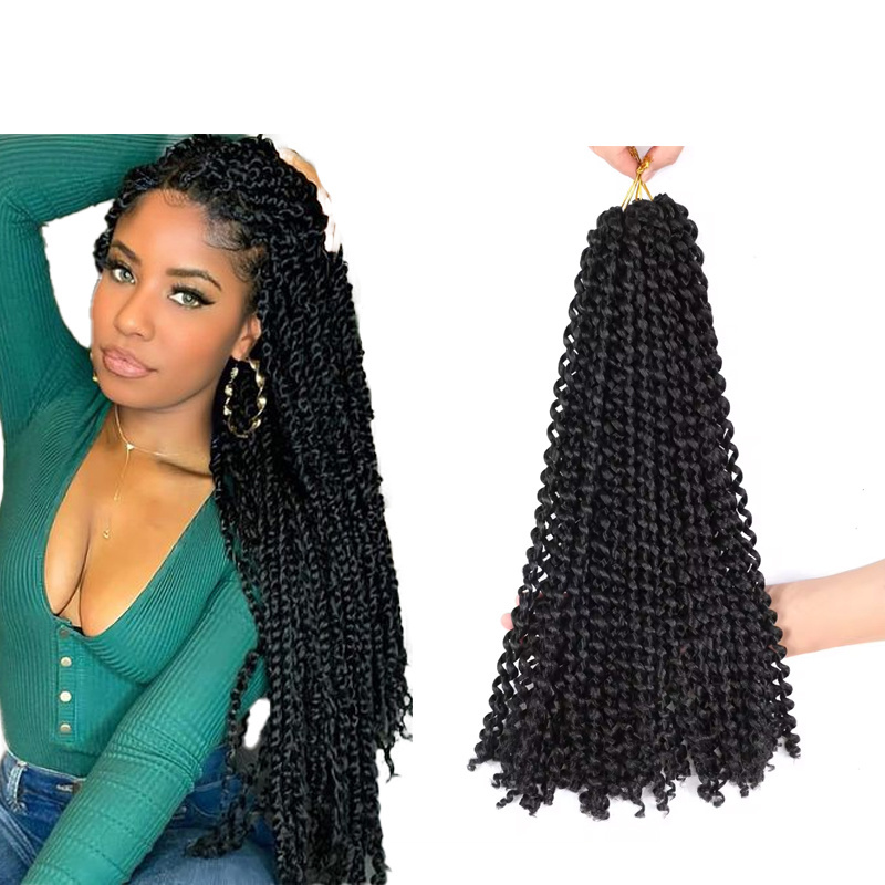 14/18/20/24-Inch Passion Twist Hair Extensions Water Wave Crochet Braids Long Black Bohemian Curly Braids for Women