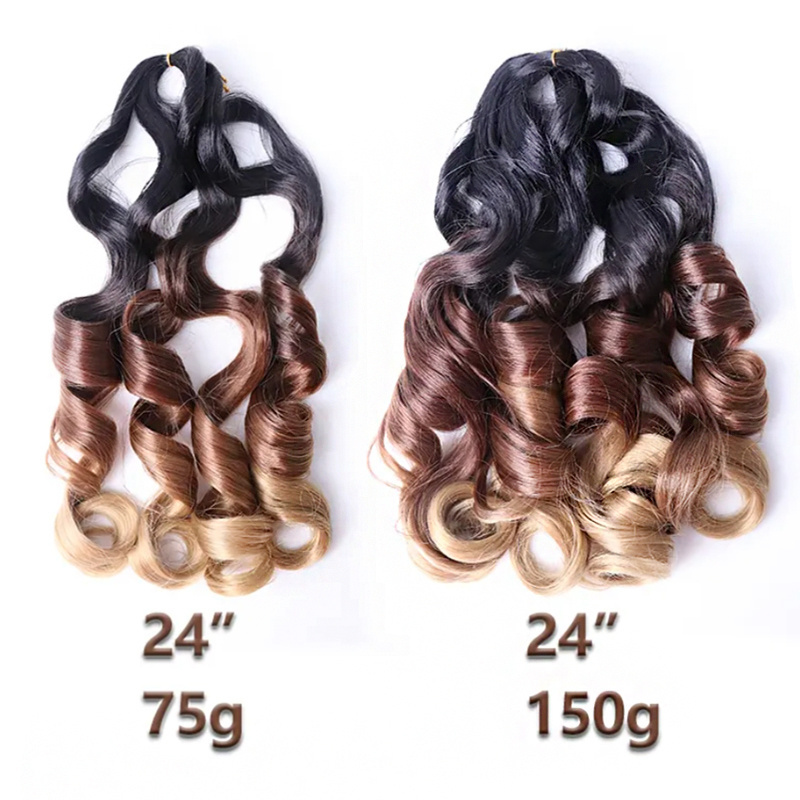 2pcs for $1.92 150g 24inch Pony Style Crochet Braid silky Spiral loose wave French Curls Hair Synthetic Curly Braiding Hair