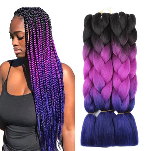 24 inch Colorful braiding hair  Extensions 100 grams  Synthetic fiber  Ombre Jumbo Braids Yaki Braiding Hair for black woman