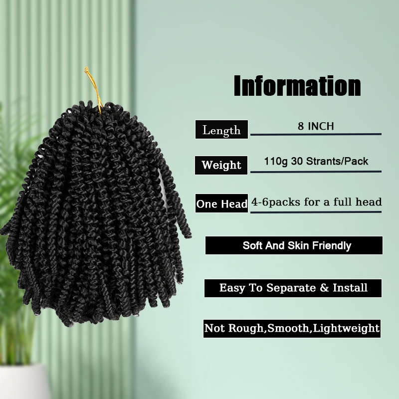 8-10 inch Synthetic Spring Twist crochet braids hair extension passion kinky Nubian spring Twist Braiding Hair