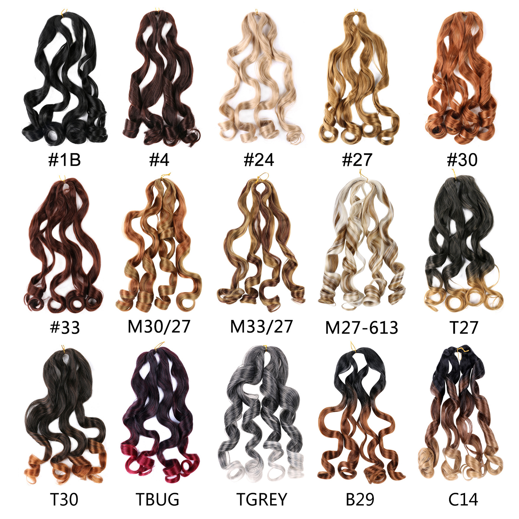 2pcs for $1.92 150g 24inch Pony Style Crochet Braid silky Spiral loose wave French Curls Hair Synthetic Curly Braiding Hair