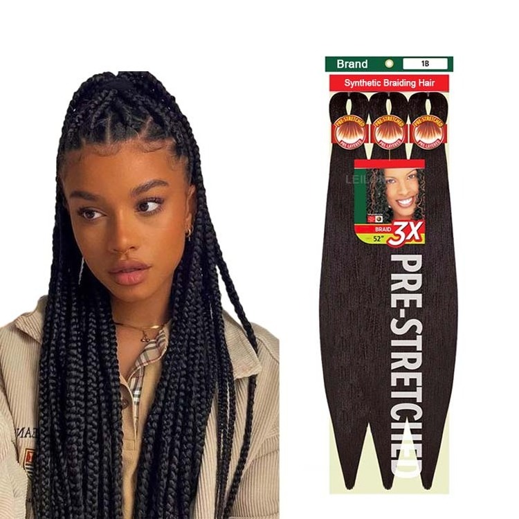 Free Sample 52inch 300g ez braid pre stretched braiding hair Synthetic hair Yaki texture hair extensions for braids