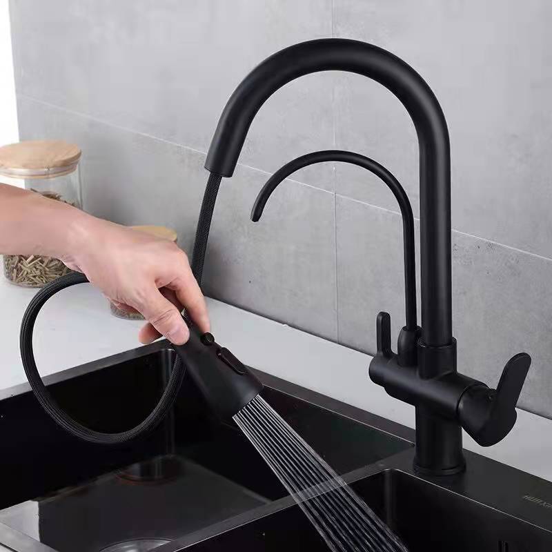 3 Way Kitchen Faucets Dual Spout Kitchen Sink Brass Faucet 2022