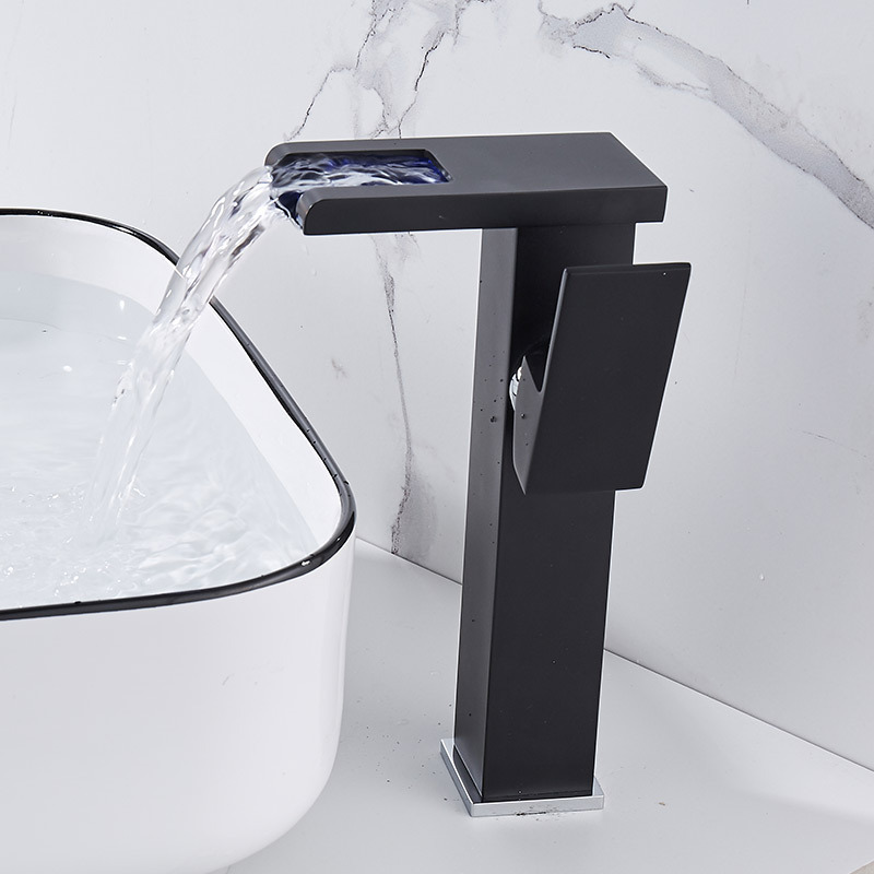 Led Waterfall Basin Faucet Mixer Water Tap Sink Basin Faucet Lavatory Faucet