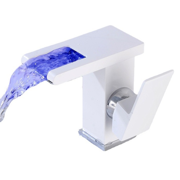 Led Waterfall Basin Faucet Mixer Water Tap Sink Basin Faucet Lavatory Faucet