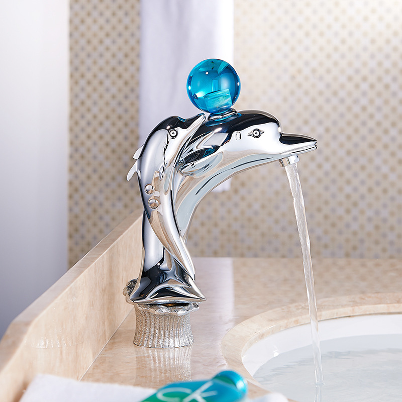 Luxury Bathroom Sink Faucet High Quality Chrome Dolphin Design Basin Faucet Bathroom Water Tap Mixer Lavatory Faucet