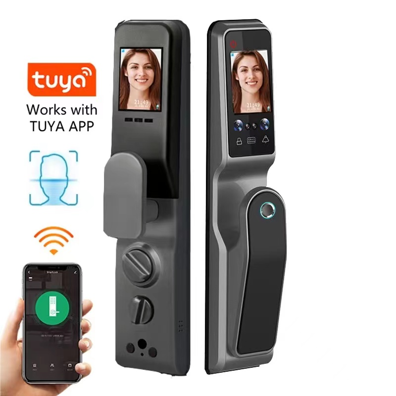 RSH TUYA WIFI Phone Unlock Face Recognition Smart Door Lock With Camera Fingerprint Palm Print Magnetic Card Password Key