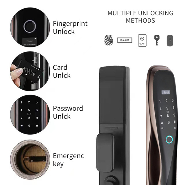 TUYA WiFi Smart Door Lock Camera Password Electronic Locks APP Remote Control Unlock Automatic Fingerprint Smart Door Lock