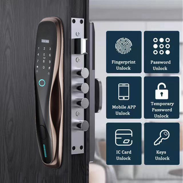 TUYA WiFi Smart Door Lock Camera Password Electronic Locks APP Remote Control Unlock Automatic Fingerprint Smart Door Lock