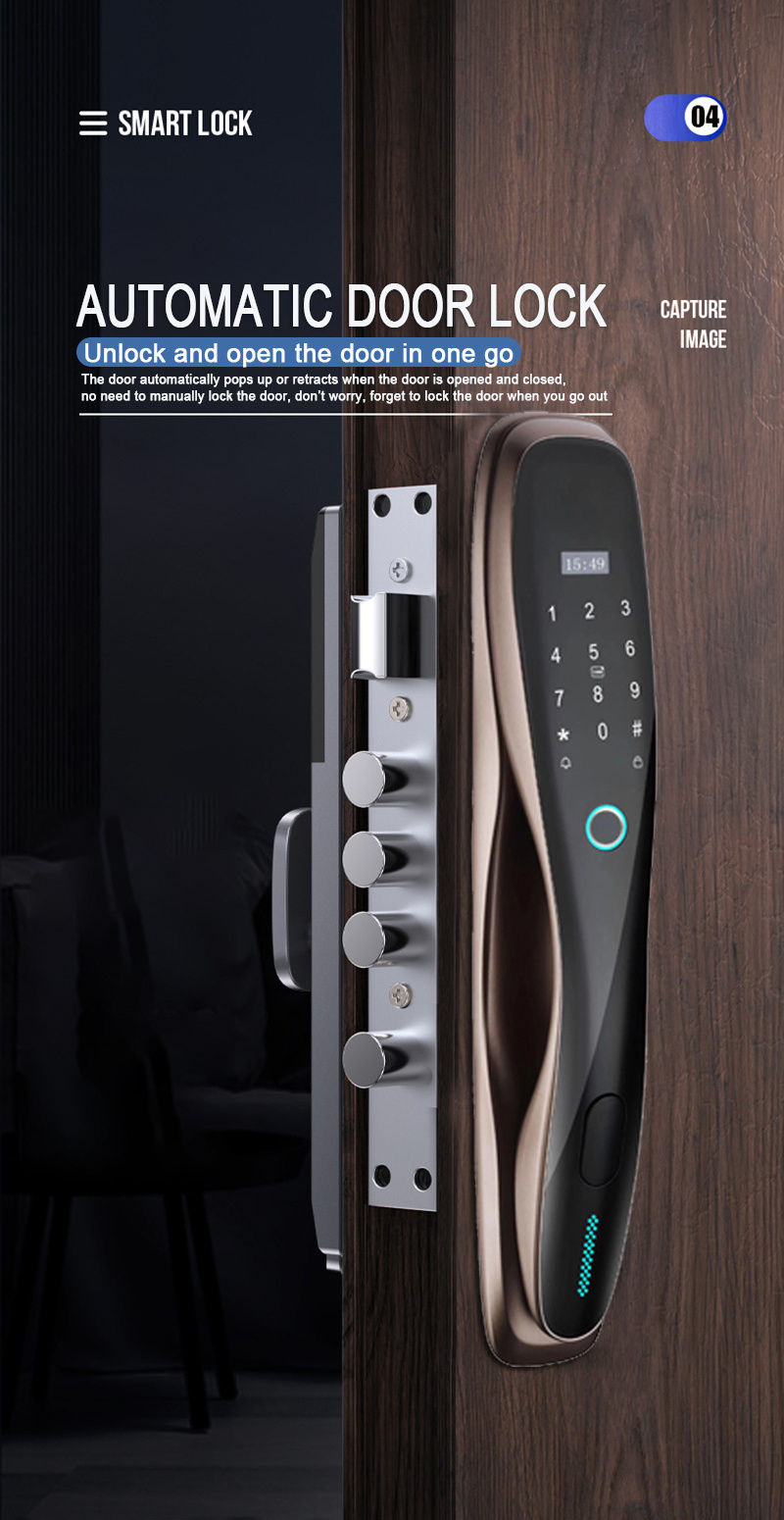 Keyless Entry Door Lock Electronic Keypad Deadbolt with Keypad Easy Installation WiFi Fingerprint Smart Door Lock