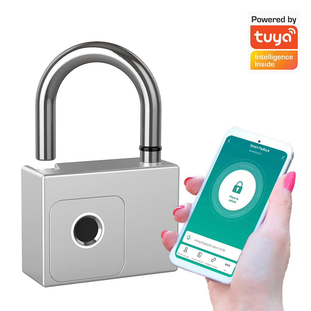 Tuya BlE smart fingerprint padlock IP65 waterproof USB charging key unlock anti-theft bag cabinet door lock