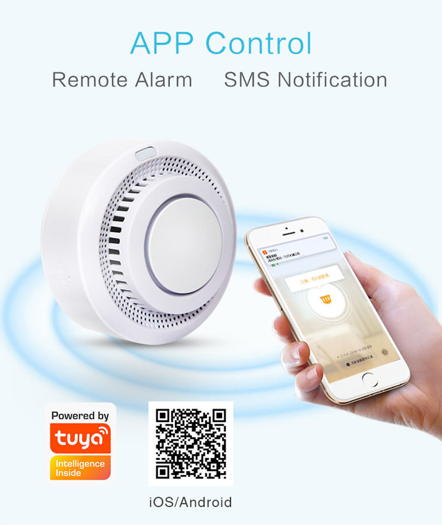 Tuya Smoke Sensor Wi-Fi Smoke Sensor Detector Fire Sensor Detector system for Home Security System