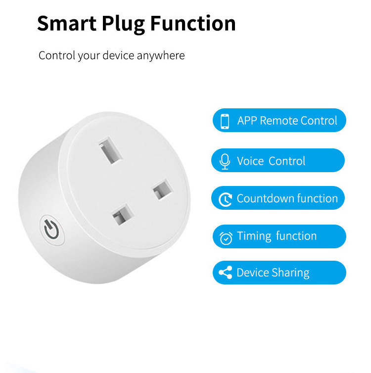 RSH UK Smart Plug Outlet Energy Monitoring Timer APP Voice Control Tuya Alexa Google Home WiFi Smart Power Socket