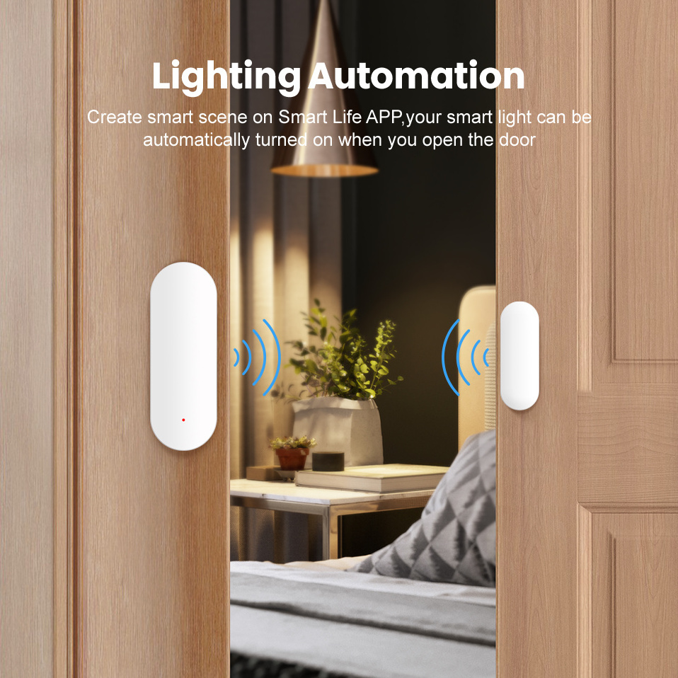 RSH Tuya Wifi Intelligent Window Detector Thickness Door Security Smart Life Contact Sensors Alexa Google Wifi Door Sensor