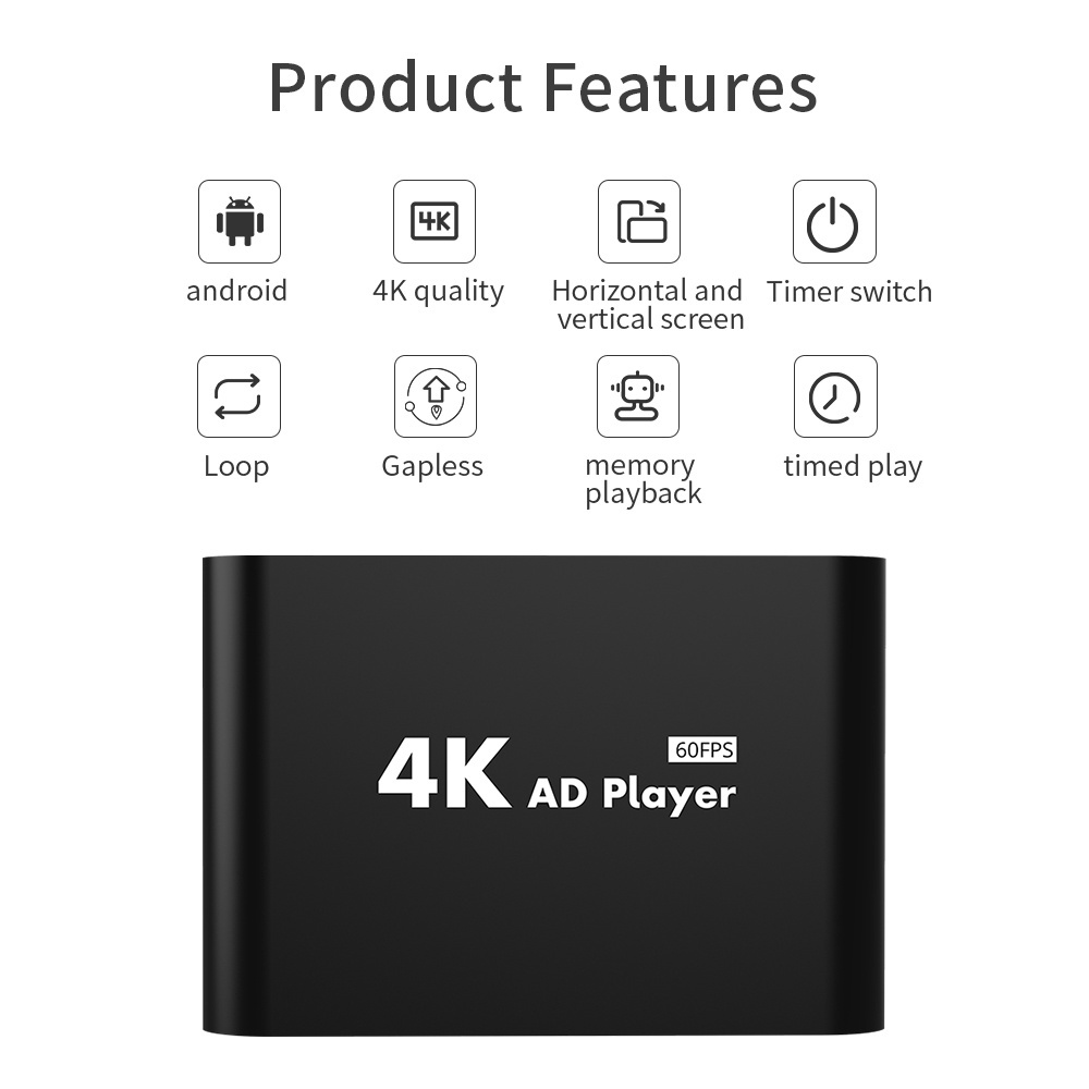 Full Hd Media Player Tv Box Auto Pay Loop Resume Function 4K 60fps for Gaming Multimedia Player