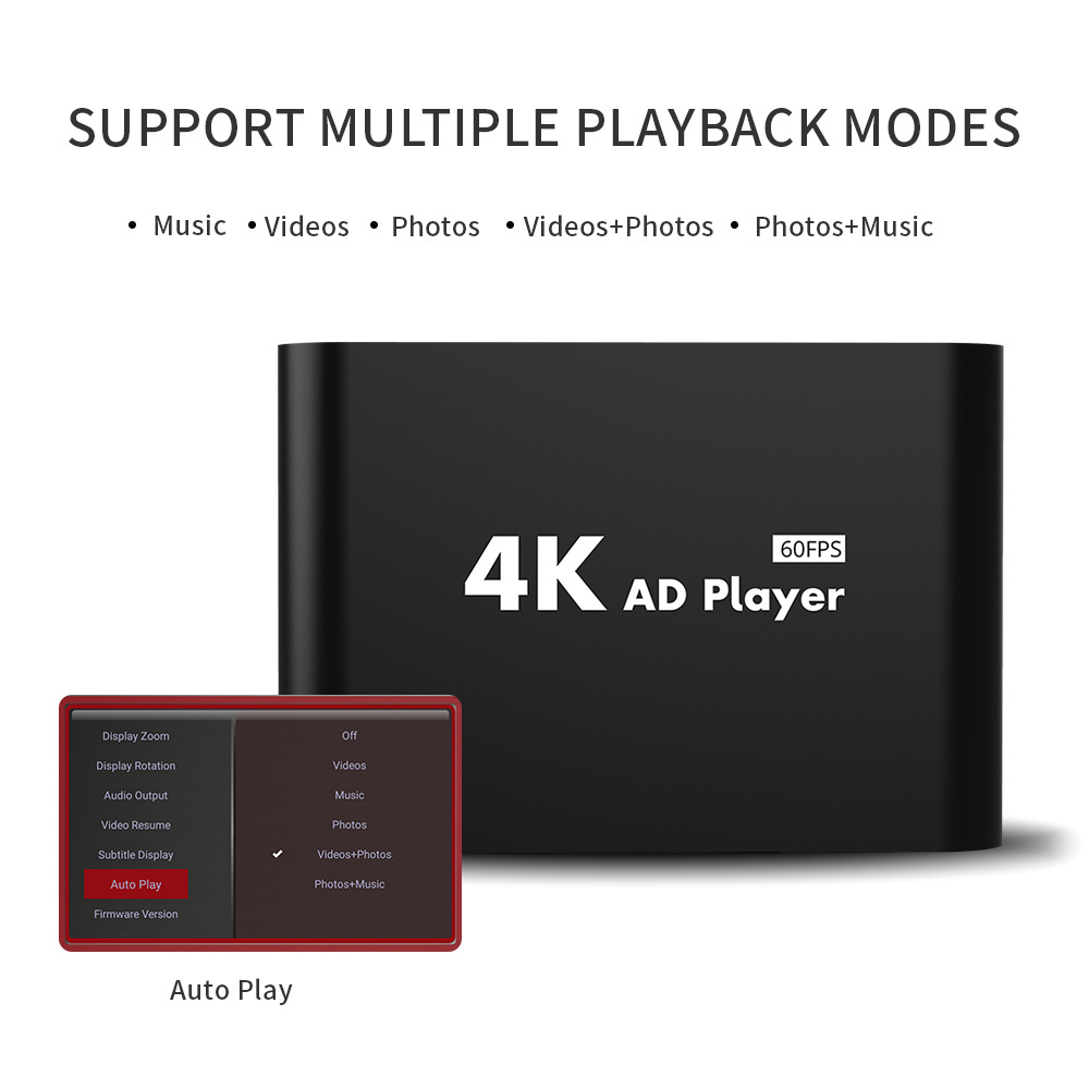 Full Hd Media Player Tv Box Auto Pay Loop Resume Function 4K 60fps for Gaming Multimedia Player