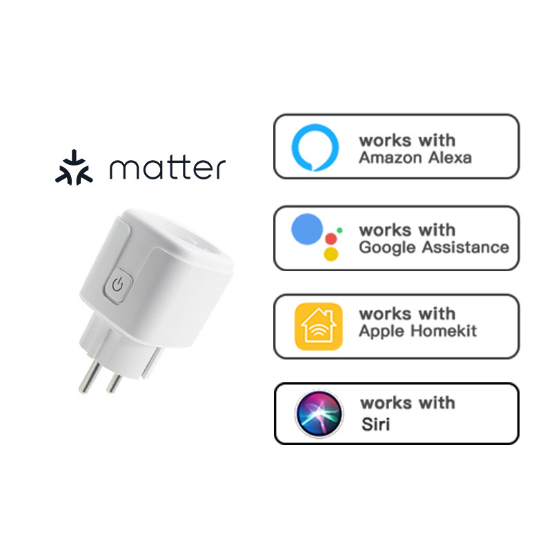 RSH Matter Smart Home EU Standard Alexa Google Homekit WiFi Outlet Smart Socket Matter Plug with Energy Monitoring Timer