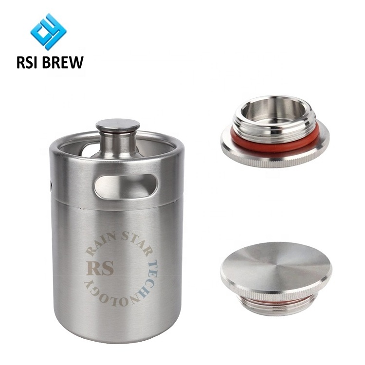 Homebrew Stainless Steel 304 Beer Keg 2L 3.6L 4L 5L 10L Mini Draft Beer Growler Beer Barrels with Sleeves and Custom Logo LOGO