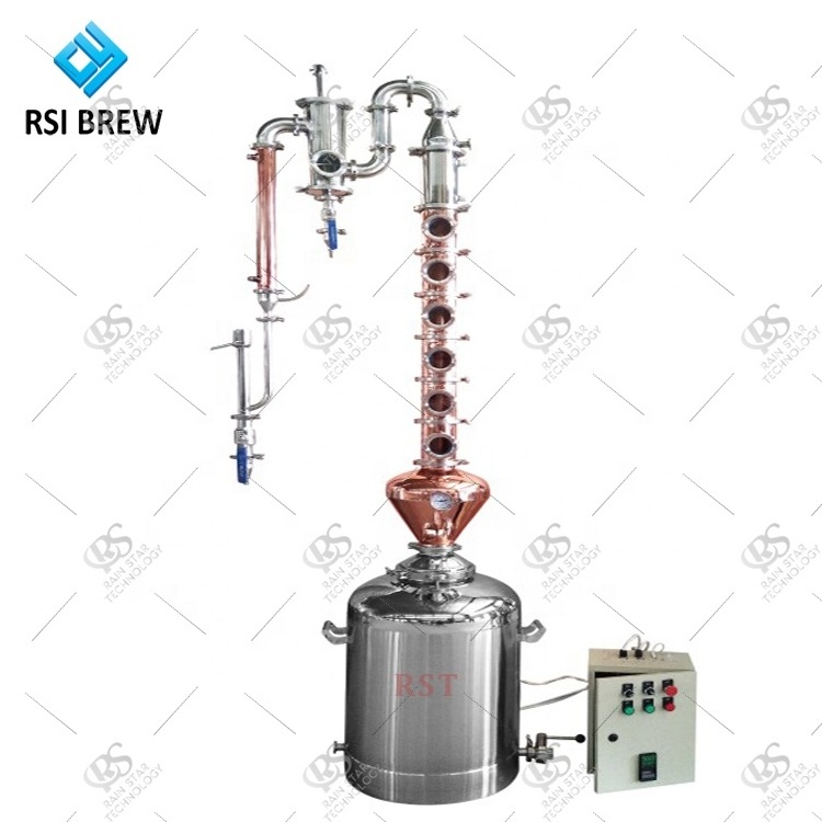 4 inch 6 inch 8 inch glass moonshine still alcohol distillation column with gin basket for vodka, whiskey, gin making