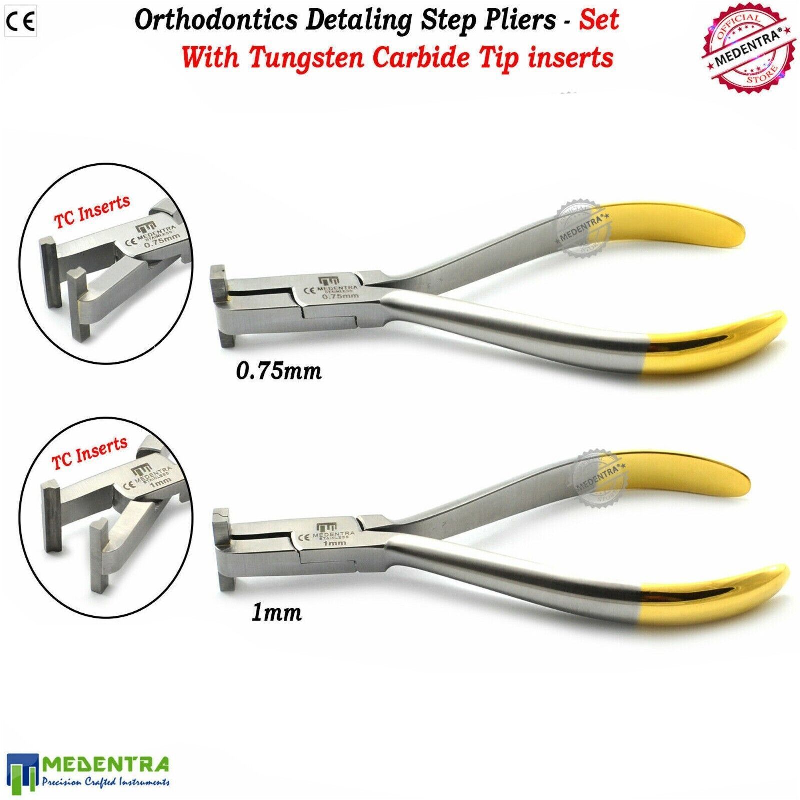 Orthodontics Dental Step Pliers Detailing Archwire Bending TC 1mm, 0.75mm