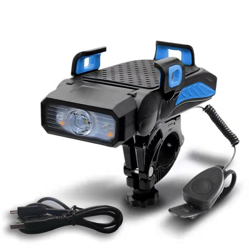 Multi-function Bicycle Light Upgrade 4 in 1 Bike Front Light 3* LED MTB Headlight Phone Holder Bracket Speaker Powerbank Lamp