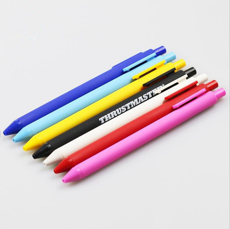 rubberlised coating body custom logo slim retractable ballpoint pens,cheap soft barrel ballpen