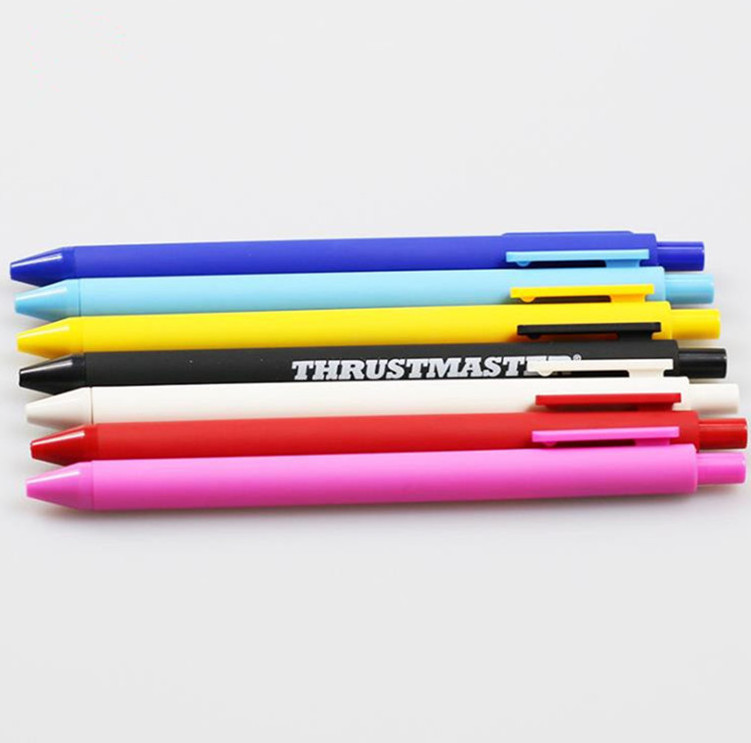 rubberlised coating body custom logo slim retractable ballpoint pens,cheap soft barrel ballpen