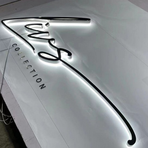 Custom Wall Sign Mirror Finished Stainless Steel Backlit Led Sign Business Logo 3D Letters Silver Shop Signs