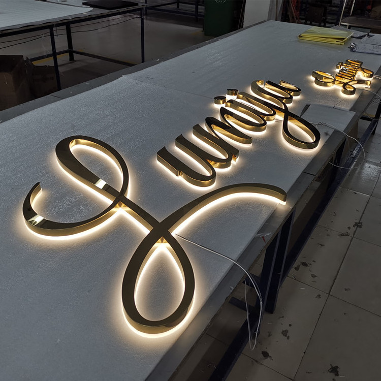 Customized 3D Logo Sign Glow Indoor Name Wall Sign Backlit Lobby Signs For Business