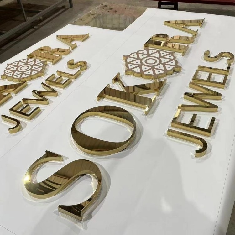 Custom Outdoor Storefront Logo Signage Office Interior Gold Letters For Wall Company Metal Welcome Sign Lobby Sign