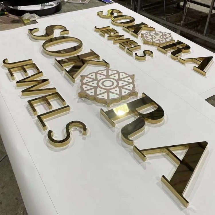 Custom Outdoor Storefront Logo Signage Office Interior Gold Letters For Wall Company Metal Welcome Sign Lobby Sign