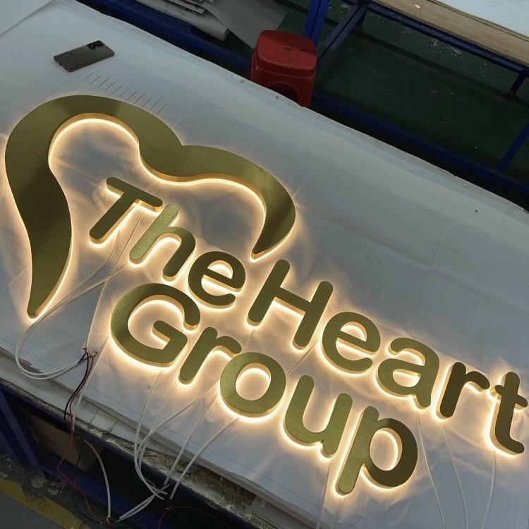 illuminated metal letter custom business sign shop light signage gold reception logo acrylic 3d letter backlit sign enseigne led