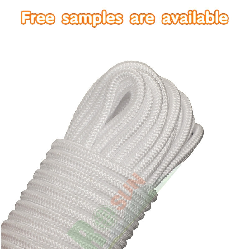 1.5mm-7mm Diamond Braided Polyester/PP Nylon White Rope Flagline Rope, Clothes Line  for Tie, Pull, Swing, Climb and Knot