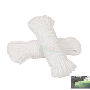 1.5mm-7mm Diamond Braided Polyester/PP Nylon White Rope Flagline Rope, Clothes Line  for Tie, Pull, Swing, Climb and Knot