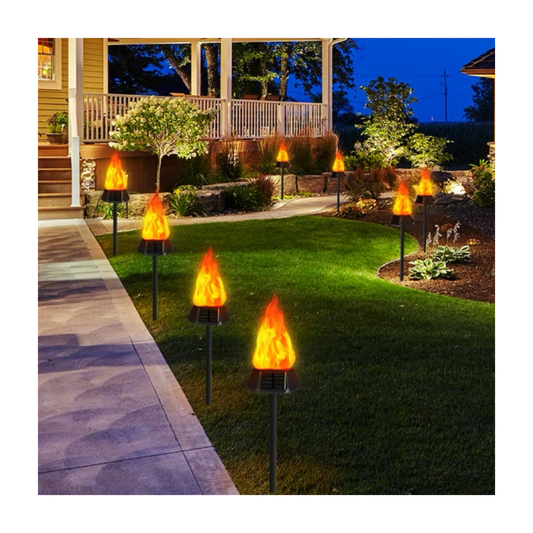 Solar Flame Light Outdoor Wireless Solar Torch Dance Flickering Flame Effect Light Waterproof Lawn Hanging Lantern