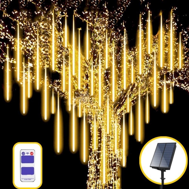 Outdoor Waterproof Solar Icicle Falling Rain Lights Fairy String Lights For Wedding Holiday Party