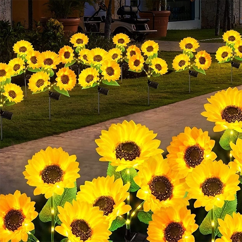 Solar Led Simulation Flower Luminous Sunflower Flower Outdoor Waterproof Decorative Ground Plug Landscape Solar Garden Light