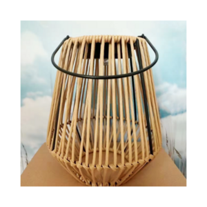 Garden Outdoor Solar Column Shaped Rattan Basket Lantern Lights Hanging For Home Decorative