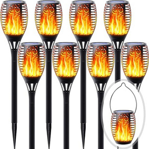 Solar Flame Flickering Garden Torch Night Lights LED Flame Torches For Outdoor