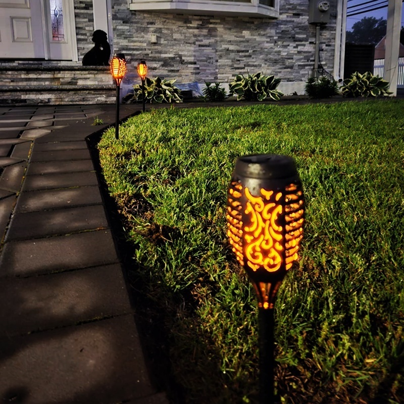 Solar Flame Flickering Garden Torch Night Lights LED Flame Torches For Outdoor